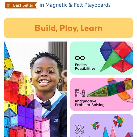 Picasso 100 Magnetic Tiles! Like New! - Picture 3 of 6